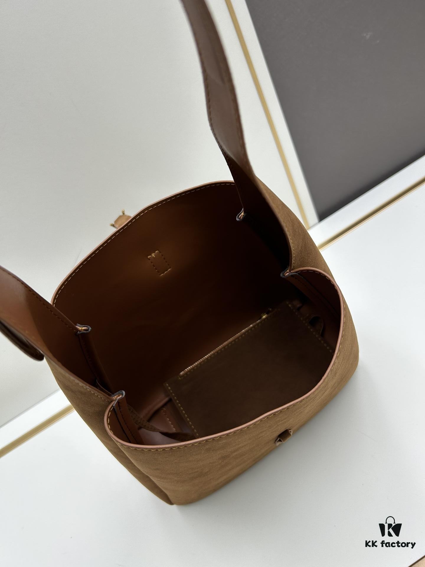 Small New Model with Box – Exquisitely Beautiful Brown-Gold Suede Large Bag, Perfect for Autumn and Winter