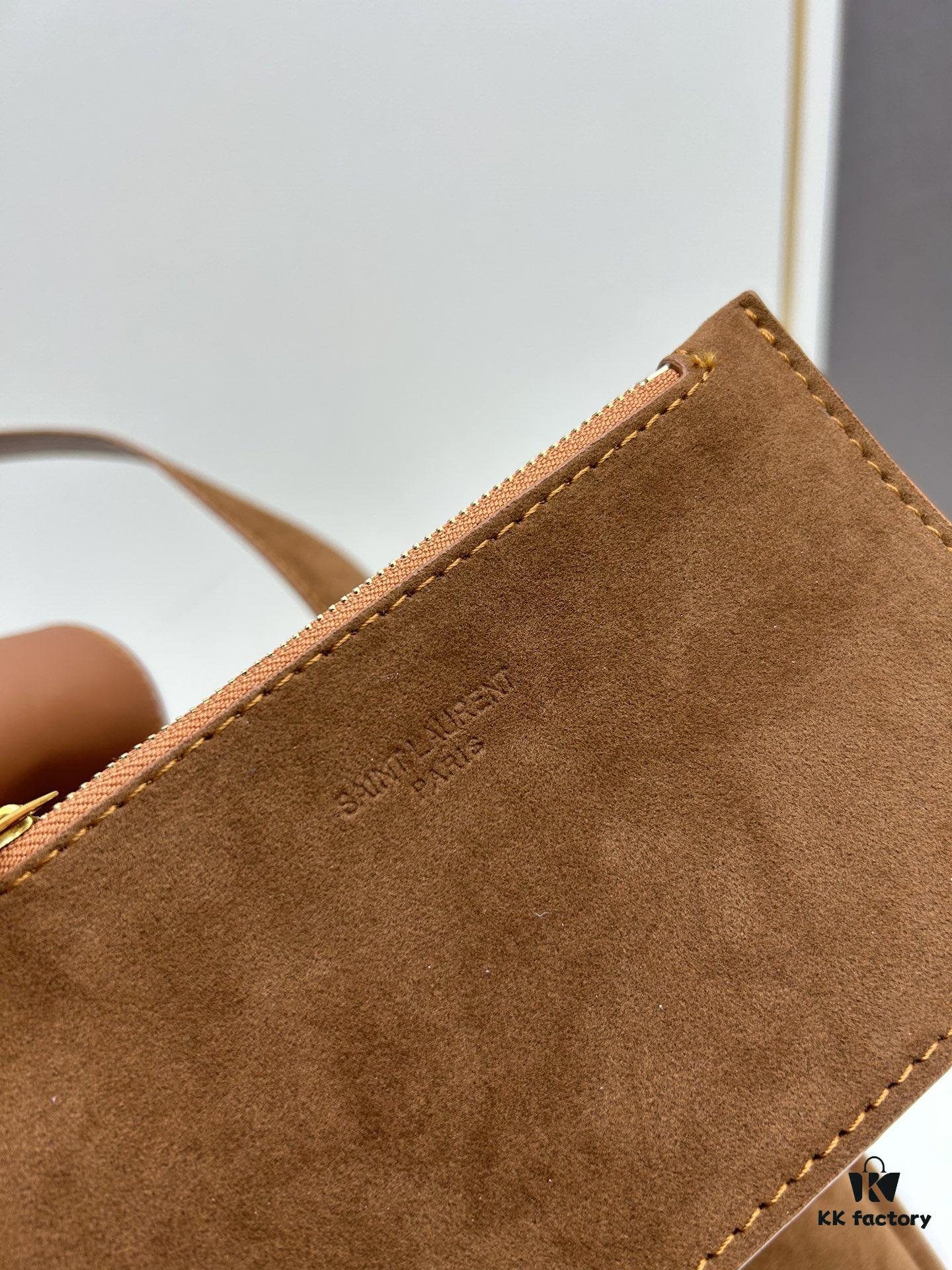 Small New Model with Box – Exquisitely Beautiful Brown-Gold Suede Large Bag, Perfect for Autumn and Winter