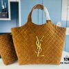 New YSL Icare Suede Quilted Tote Bag in Black and Caramel
