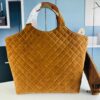 New YSL Icare Suede Quilted Tote Bag in Black and Caramel