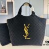 New YSL Icare Suede Quilted Tote Bag in Black and Caramel