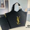 New YSL Icare Suede Quilted Tote Bag in Black and Caramel