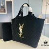 New YSL Icare Suede Quilted Tote Bag in Black and Caramel