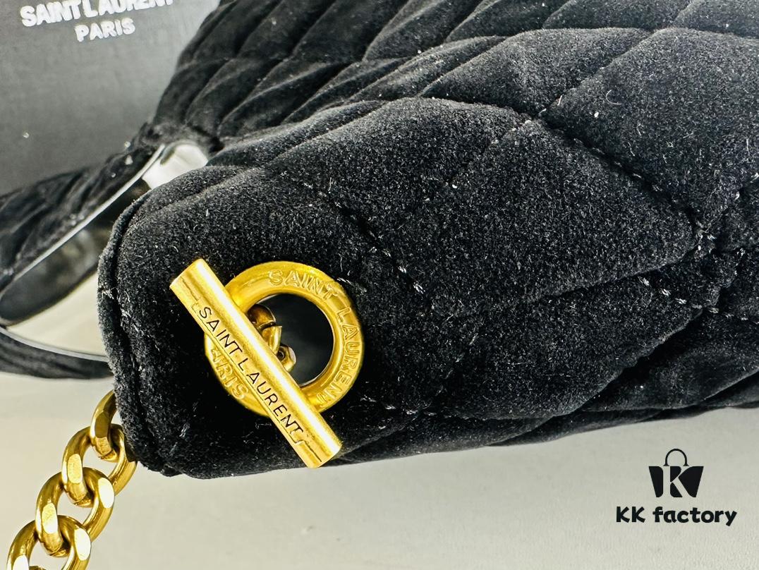 New YSL Icare Suede Quilted Tote Bag in Black and Caramel