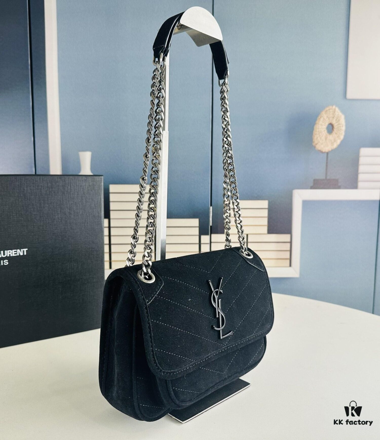 New Large Size with Box 💰YSL ||| Saint Laurent Suede Niki Messenger Bag