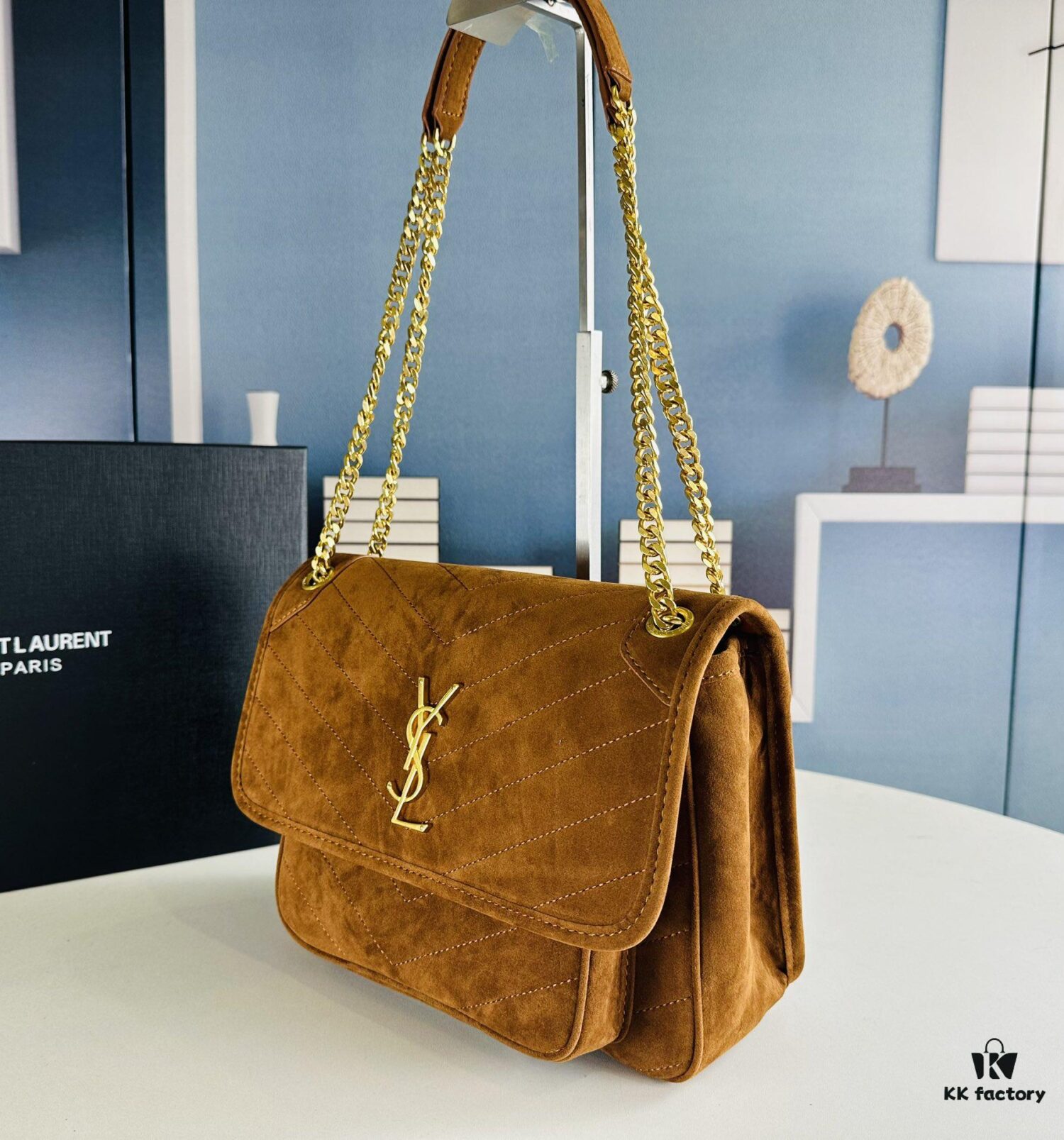 New Large Size with Box 💰YSL ||| Saint Laurent Suede Niki Messenger Bag