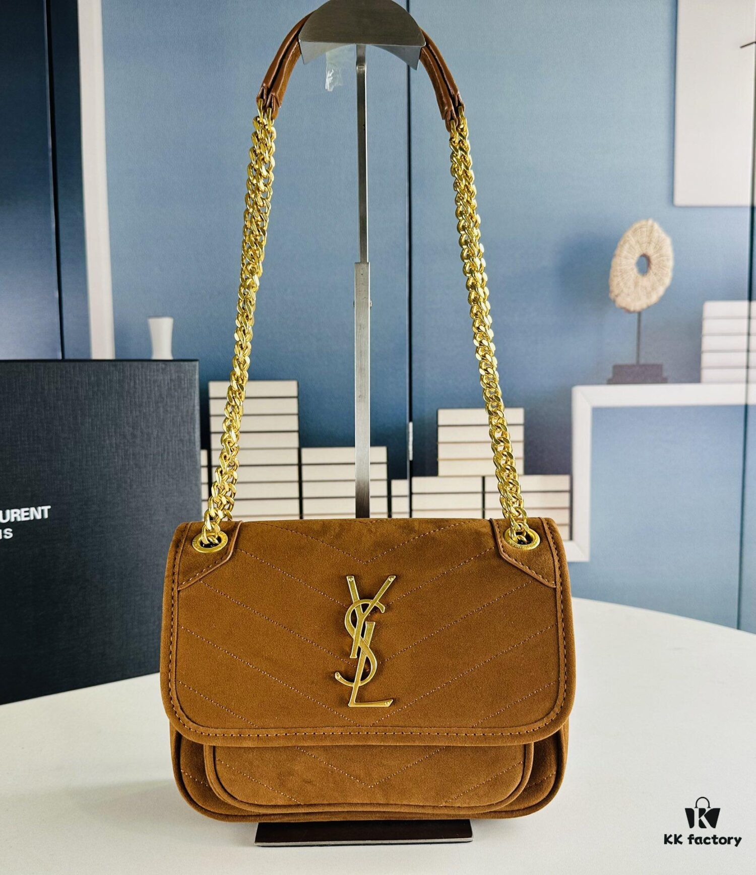 New Small YSL Niki Suede Messenger Bag with Box