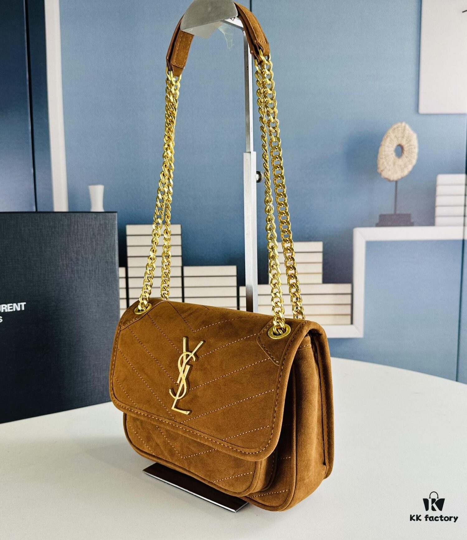 New Small YSL Niki Suede Messenger Bag with Box