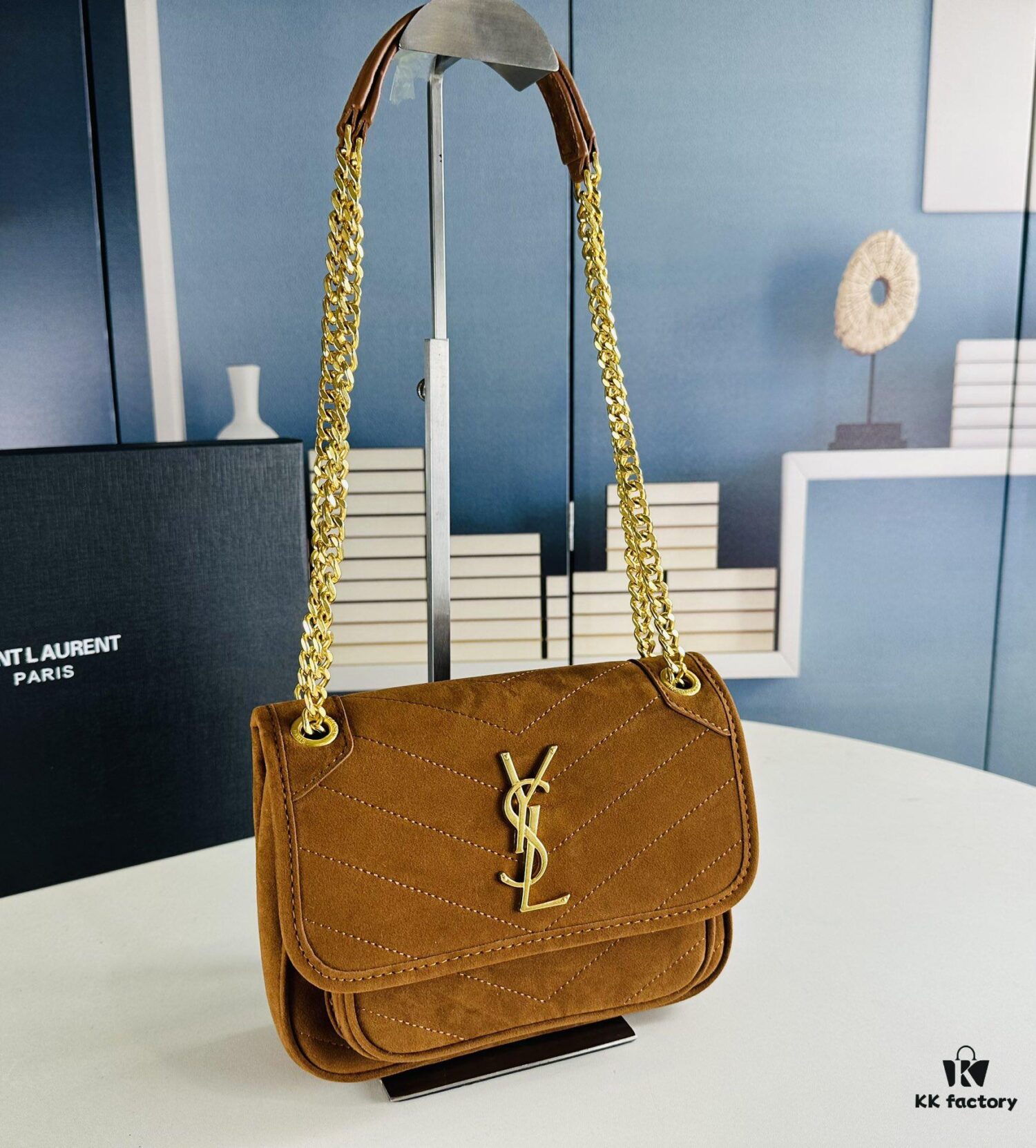 New Small YSL Niki Suede Messenger Bag with Box