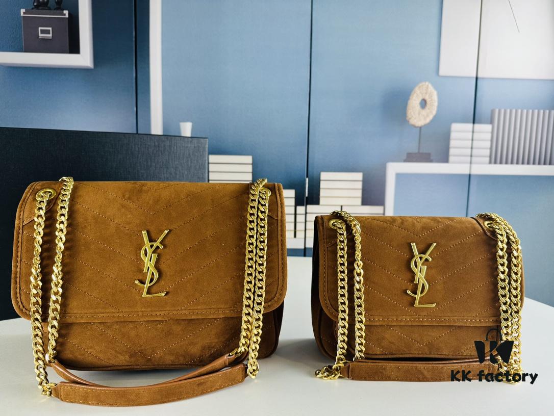 New Large Size with Box 💰YSL ||| Saint Laurent Suede Niki Messenger Bag