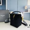 New Autumn/Winter Arrival Matte Mini YSL Bucket Bag with Box - Authentic YSL LE37 in Black Gold Hardware, Celebrity Style