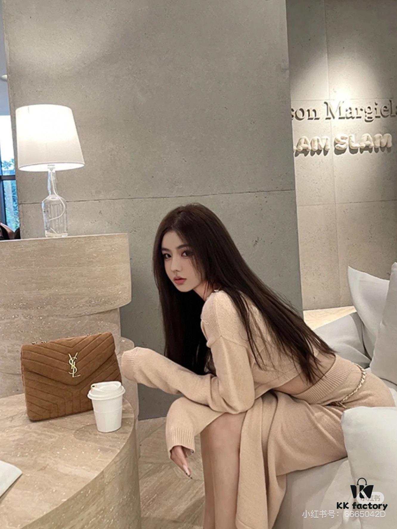 Large Size with Box 💰YSL LOU LOU Suede Leather Chain Shoulder Bag ||| Loulou Black Brown Nubuck