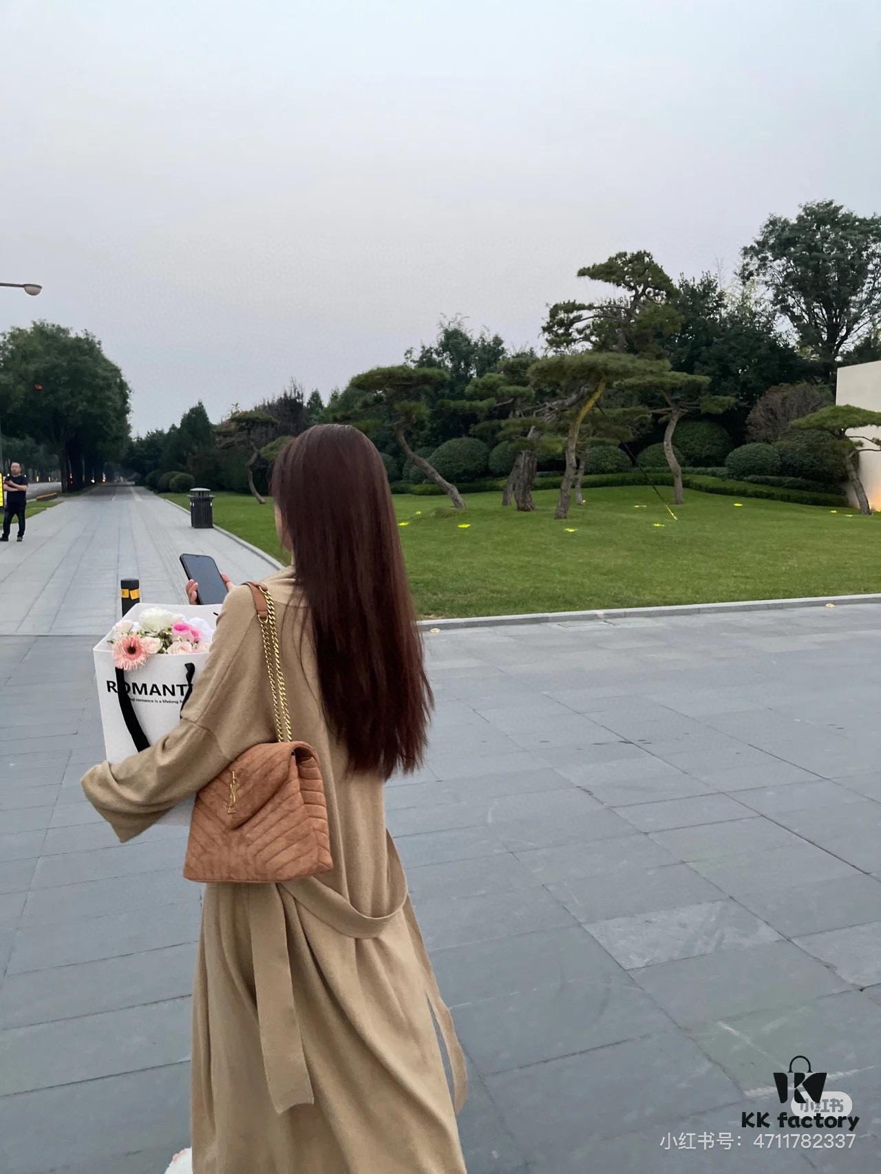 Large Size with Box 💰YSL LOU LOU Suede Leather Chain Shoulder Bag ||| Loulou Black Brown Nubuck