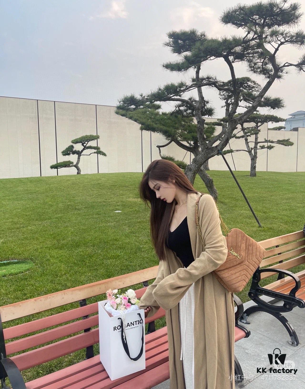 Large Size with Box 💰YSL LOU LOU Suede Leather Chain Shoulder Bag ||| Loulou Black Brown Nubuck