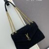 Large YSL LOU LOU Suede Leather Chain Shoulder Bag with Box ||| Loulou Black Brown Nubuck