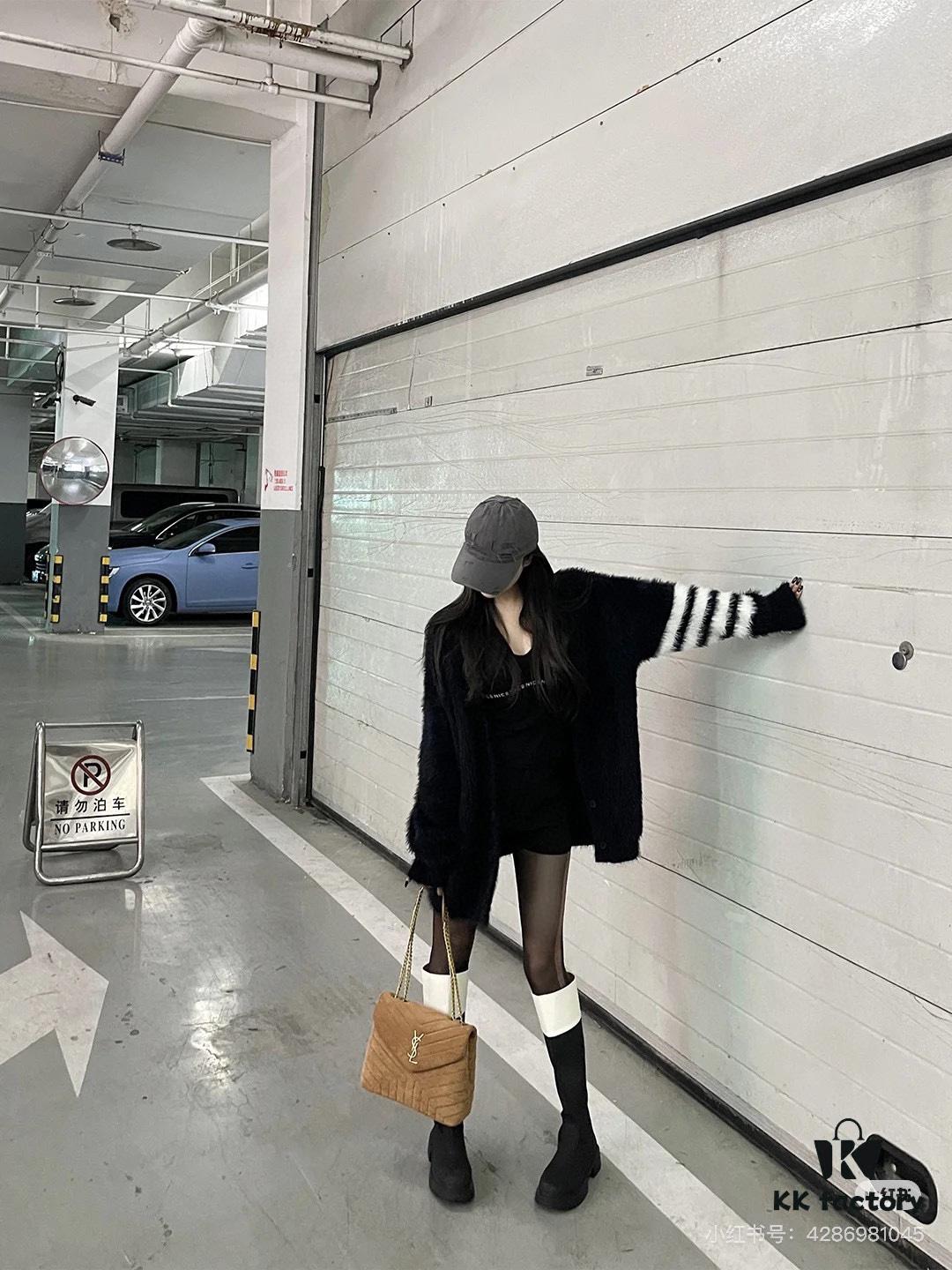 Large Size with Box 💰YSL LOU LOU Suede Leather Chain Shoulder Bag ||| Loulou Black Brown Nubuck