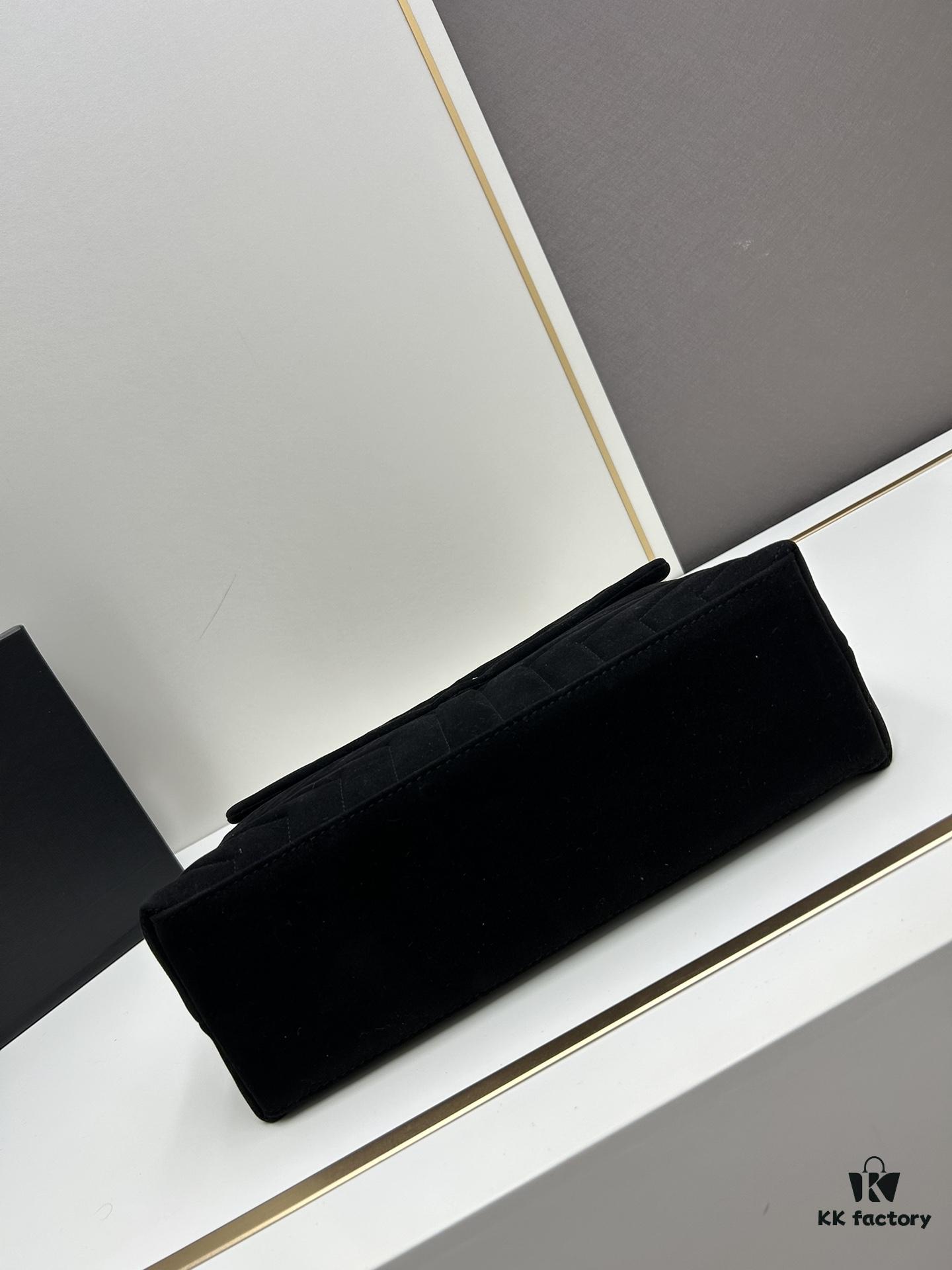 Large YSL LOU LOU Suede Leather Chain Shoulder Bag with Box ||| Loulou Black Brown Nubuck