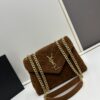 Medium YSL LOU LOU Suede Leather Chain Shoulder Bag in Black and Brown