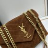 Medium YSL LOU LOU Suede Leather Chain Shoulder Bag in Black and Brown