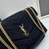 Large YSL LOU LOU Suede Leather Chain Shoulder Bag with Box ||| Loulou Black Brown Nubuck