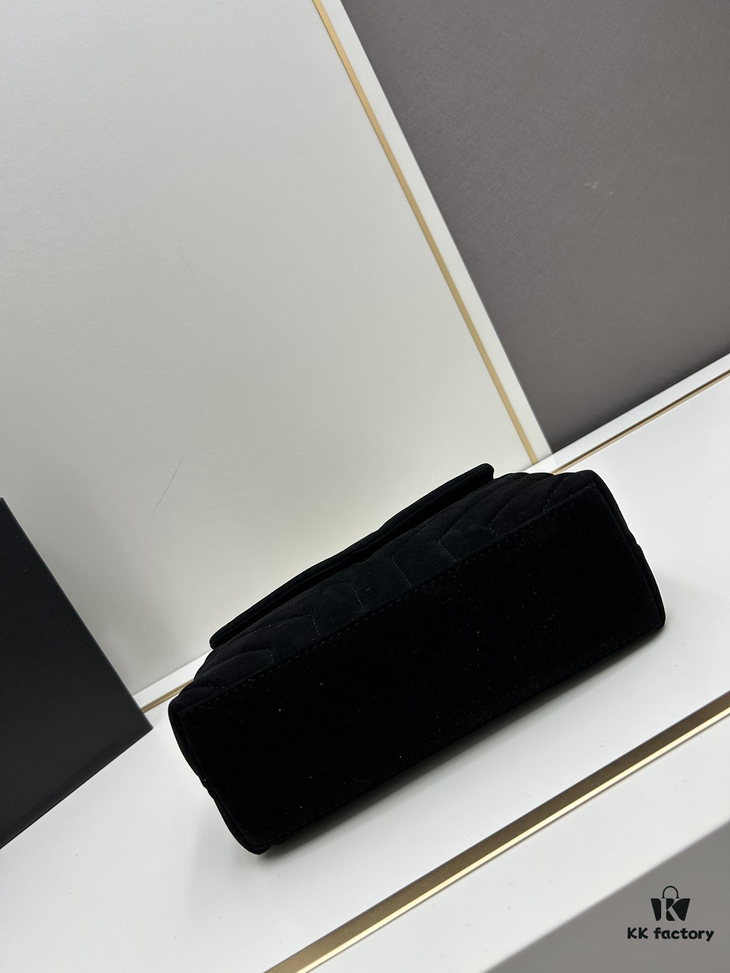 Medium YSL LOU LOU Suede Leather Chain Shoulder Bag with Box ||| Loulou Black Brown Nubuck