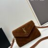 Small YSL Loulou Suede Chain Shoulder Bag in Black and Brown with Box