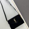 Small YSL Loulou Suede Leather Chain Shoulder Bag in Black and Brown with Box