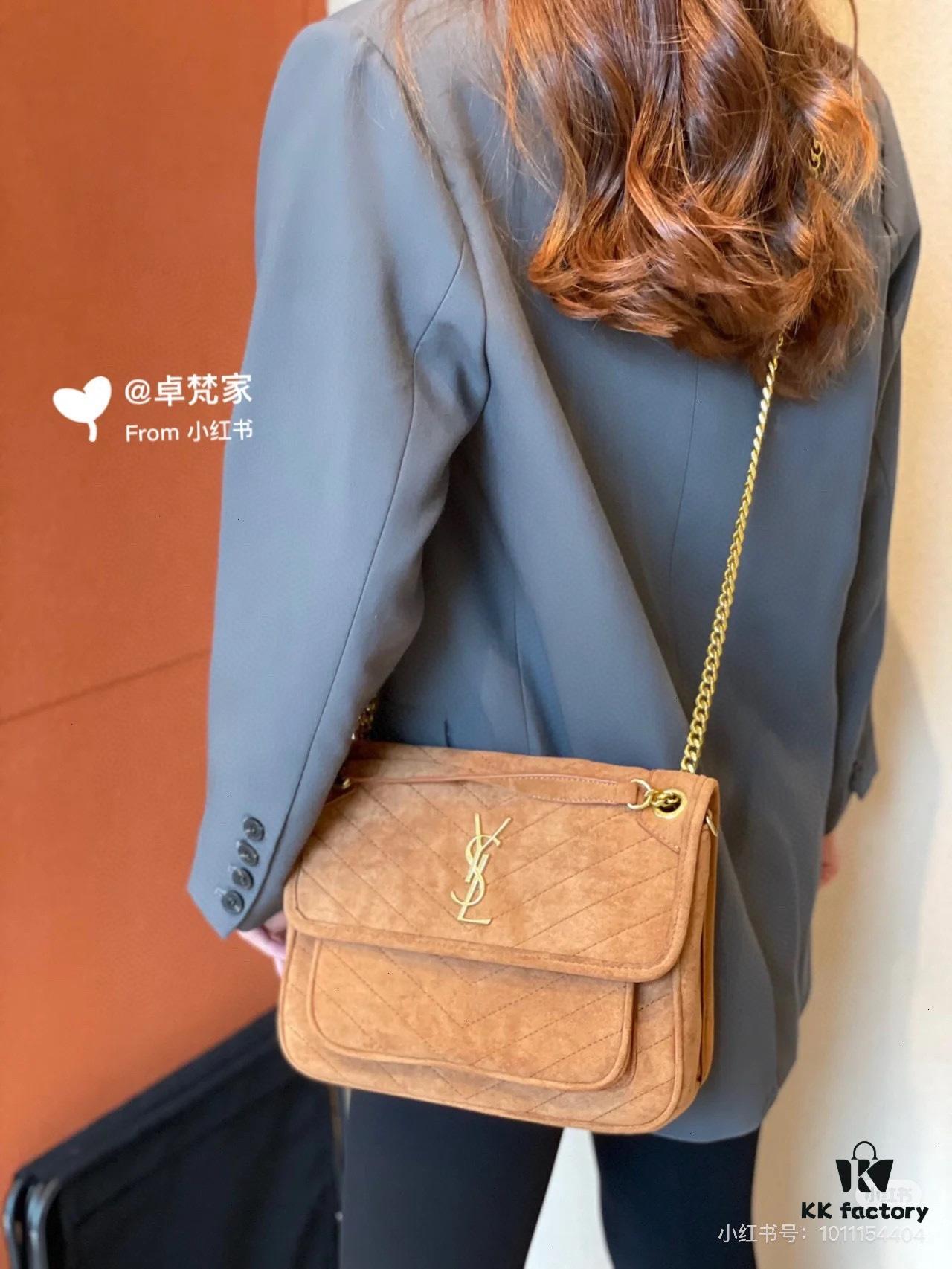 New Small YSL Niki Suede Messenger Bag with Box