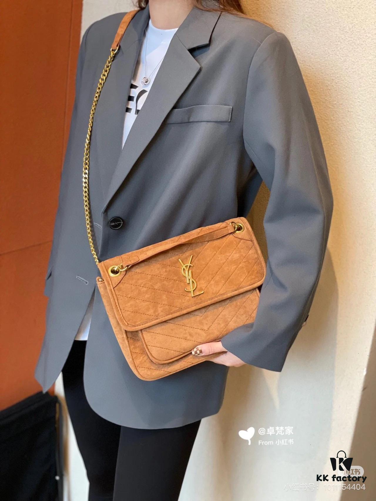 New Small YSL Niki Suede Messenger Bag with Box