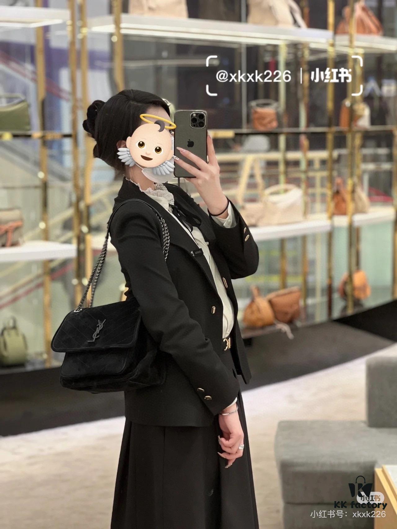 New Small YSL Niki Suede Messenger Bag with Box