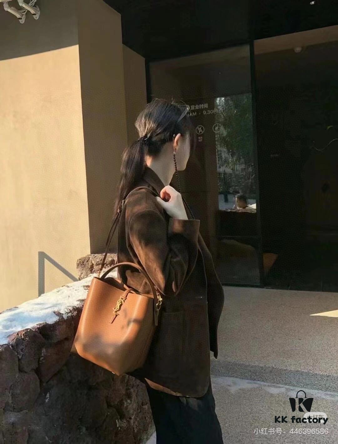 New Arrival Autumn/Winter YSL LE37 Bucket Bag – Matte Large Size with Box, Authentic Leather, Celebrity Style