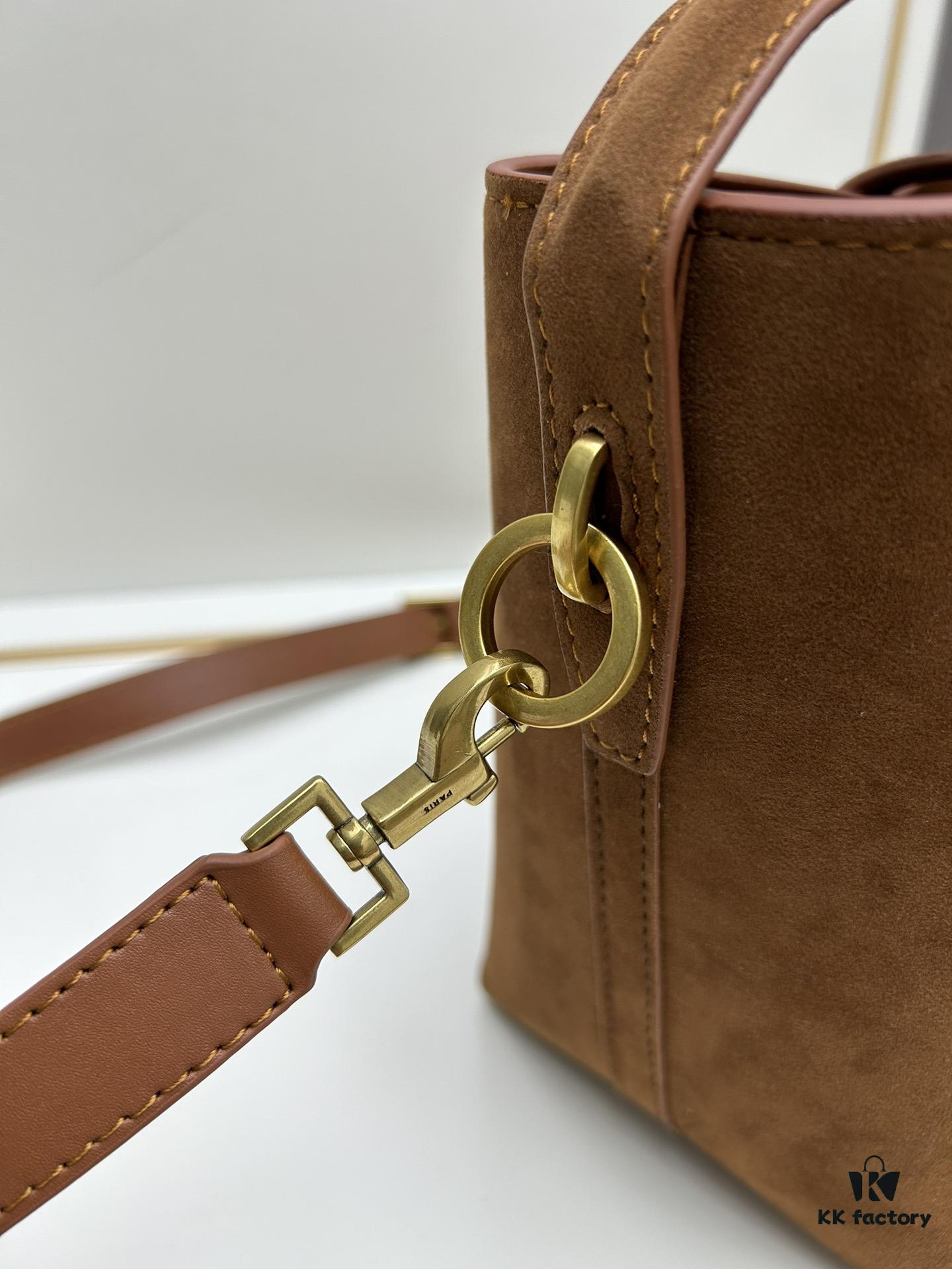 New Autumn/Winter Arrival Matte Mini YSL Bucket Bag with Box - Authentic YSL LE37 in Black Gold Hardware, Celebrity Style