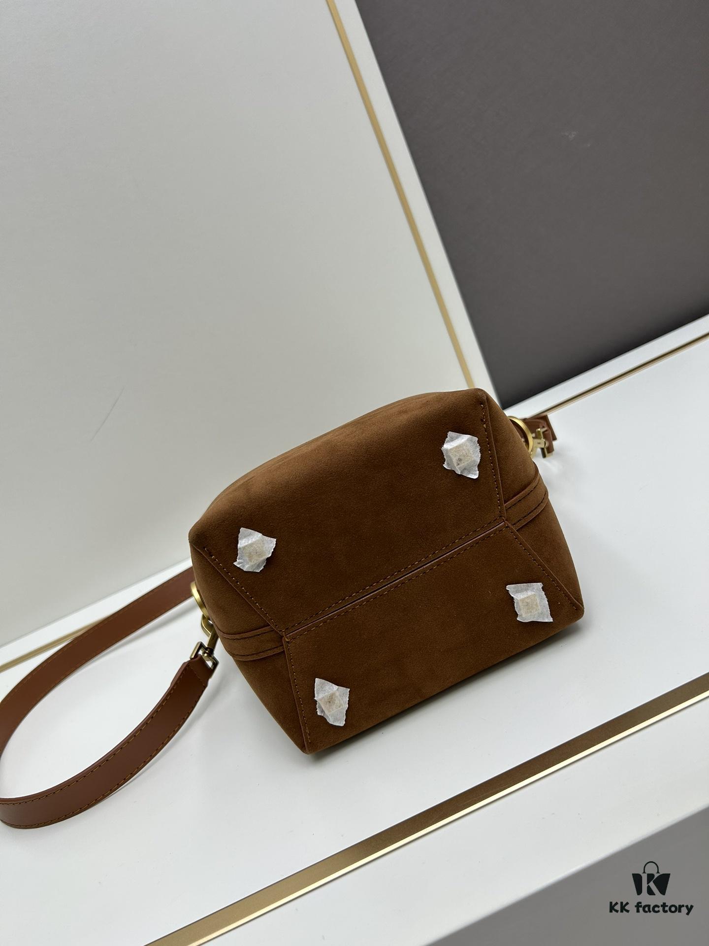 New Autumn/Winter Arrival Matte Mini YSL Bucket Bag with Box - Authentic YSL LE37 in Black Gold Hardware, Celebrity Style