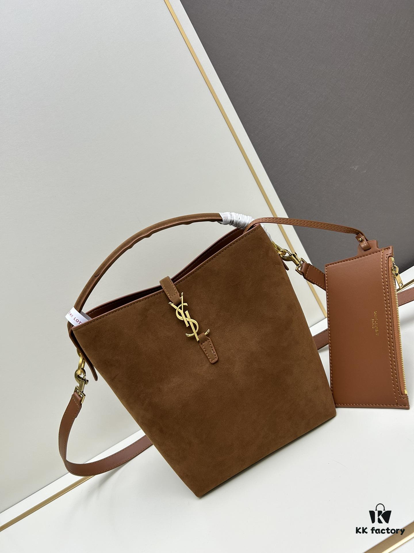 New Arrival Autumn/Winter YSL LE37 Large Suede Bucket Bag - Celebrity Style, Matte Finish with Box, Rare Stock