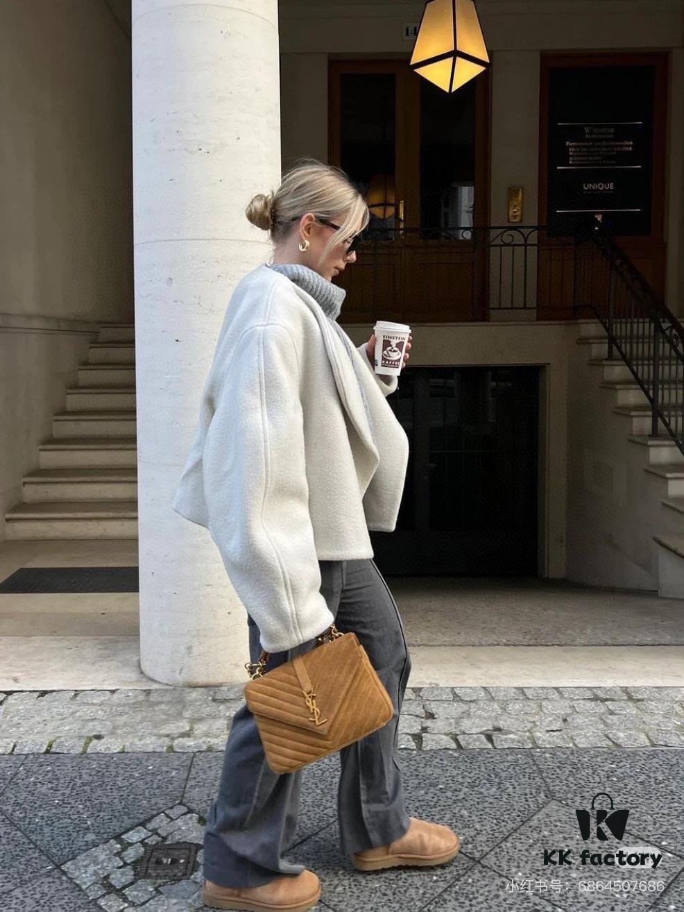 New Arrival with Box ||| Suede YSL Saint Laurent V-Logo Sling Bag