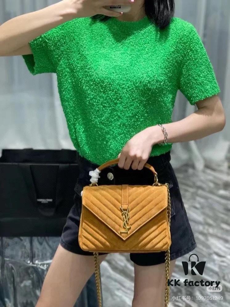 New Arrival with Box ||| Suede YSL Saint Laurent V-Logo Sling Bag