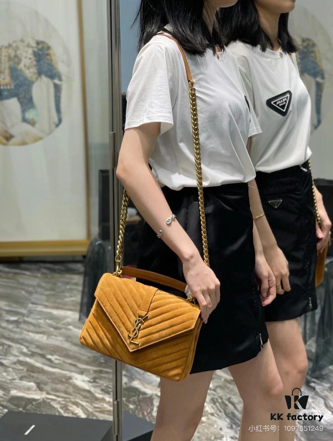 New Arrival with Box ||| Suede YSL Saint Laurent V-Logo Sling Bag