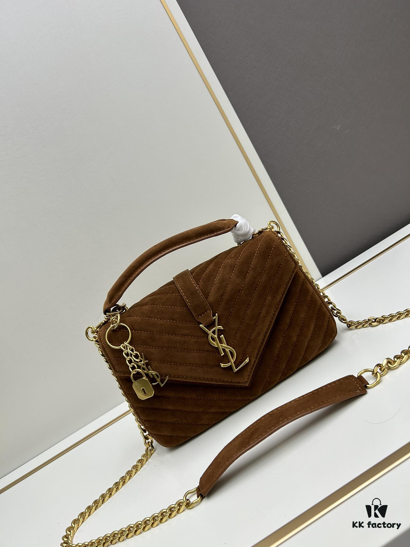 New Arrival with Box ||| Suede YSL Saint Laurent V-Logo Sling Bag
