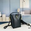 Authentic YSL LE37 Small Bucket Bag in Shiny Black with Gold Hardware, Comes with Box