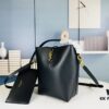 New Large YSL Bucket Bag with Box - Authentic LE37 Model, Shiny Leather Black & Gold Design, Celebrity Style