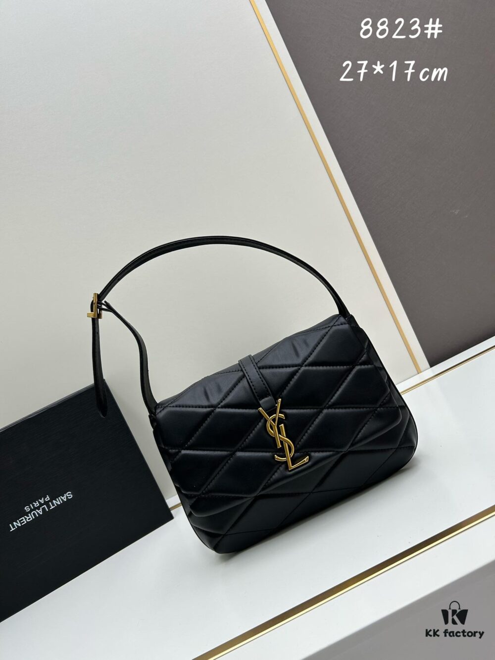 New Arrival with Box 💰 From Rosé's Back View, See How Beautiful the YSL Trapezoid Shoulder Bag Is! ||| Gold Logo + Diamond Quilted Trapezoidal Silhouette