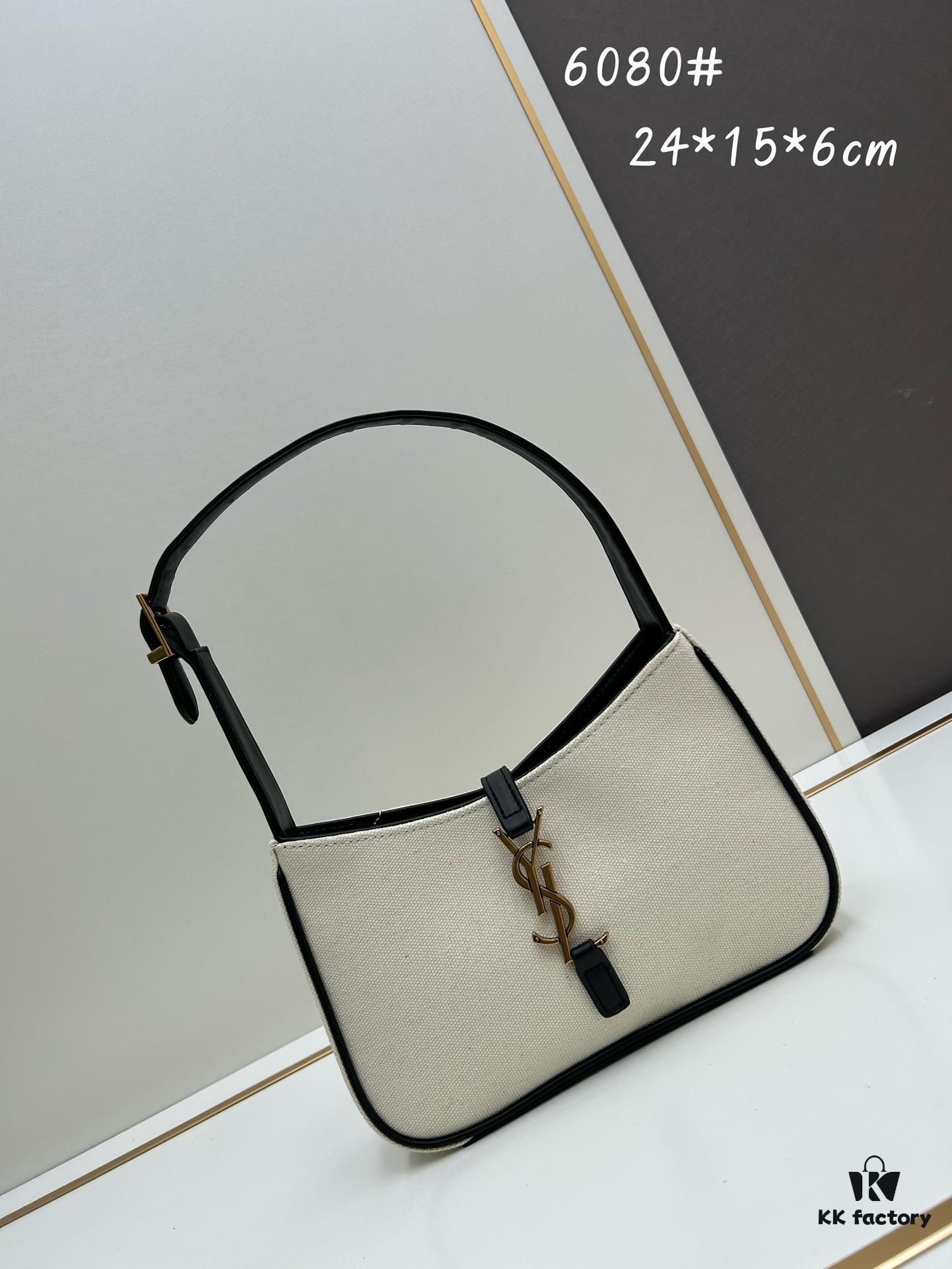 New YSL Saint Laurent Canvas Shoulder Bag with Box | First Canvas Edition Inspired by 70s Retro Design | Rive Gauche Style
