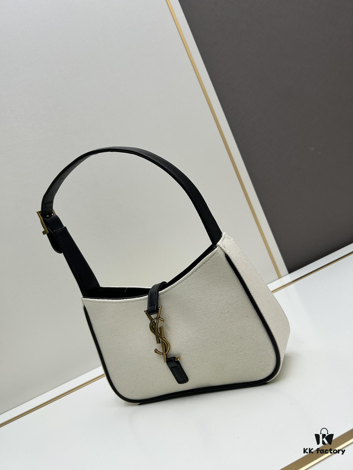 New YSL Saint Laurent Canvas Shoulder Bag with Box, Inspired by 1970s Retro Design and Rive Gauche Spirit