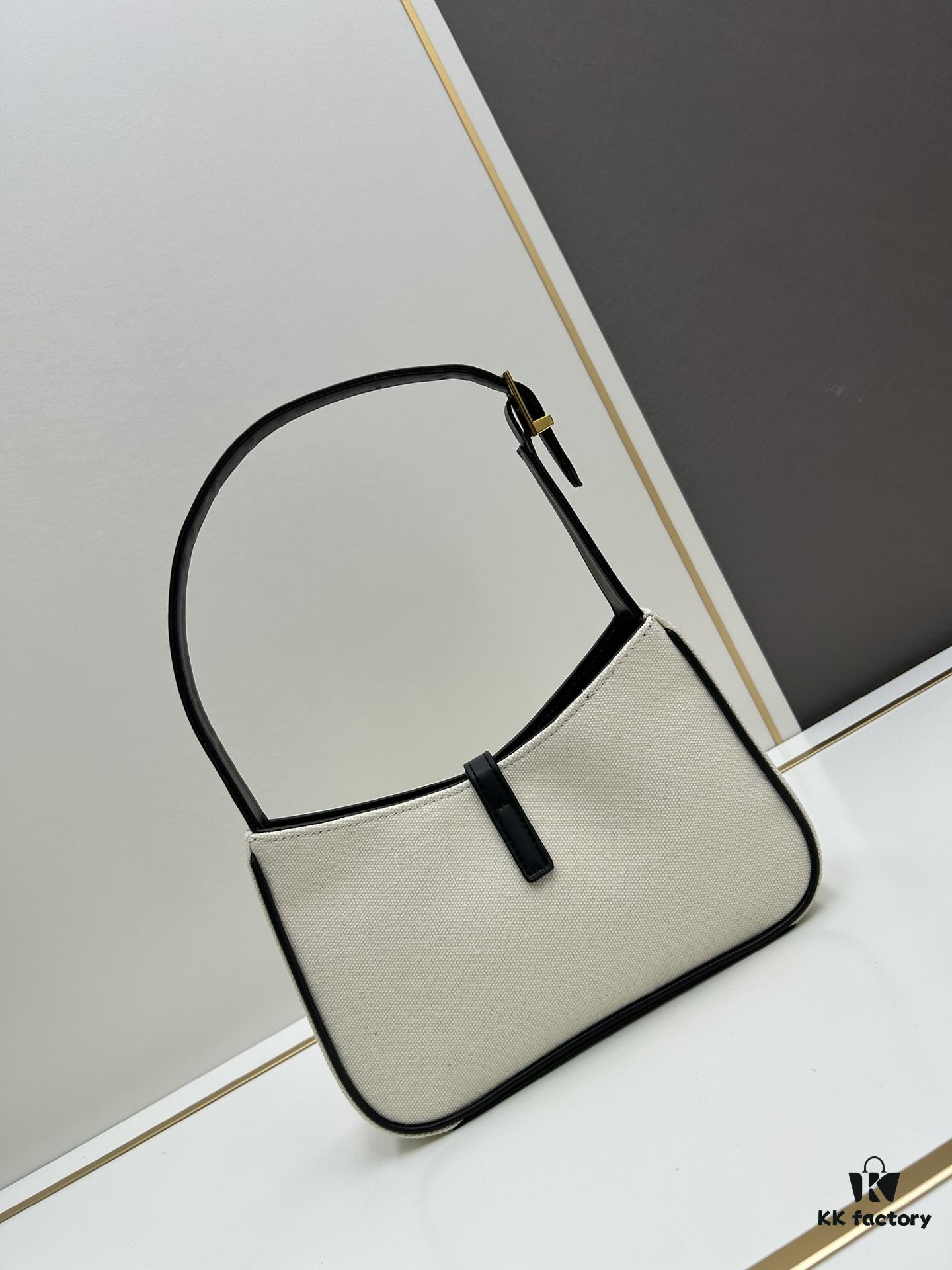 New YSL Saint Laurent Canvas Shoulder Bag with Box, Inspired by 1970s Retro Design and Rive Gauche Spirit