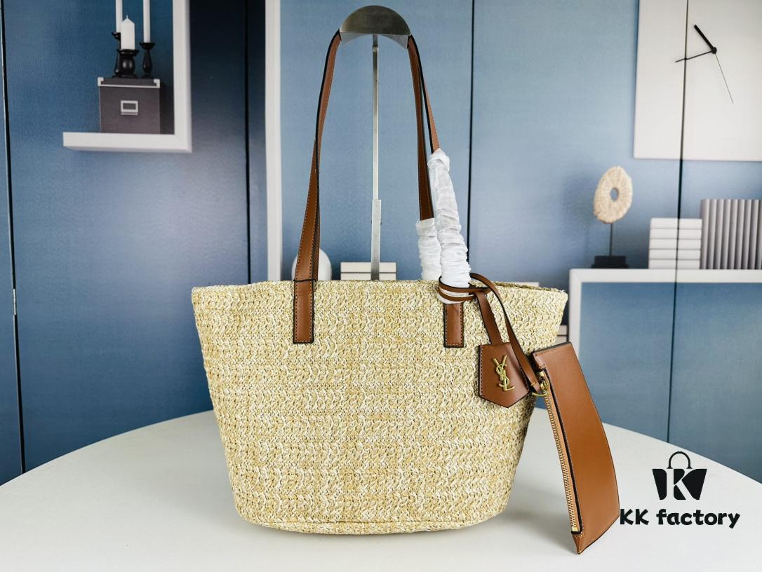 New YSL Straw Tote Shopping Bag
