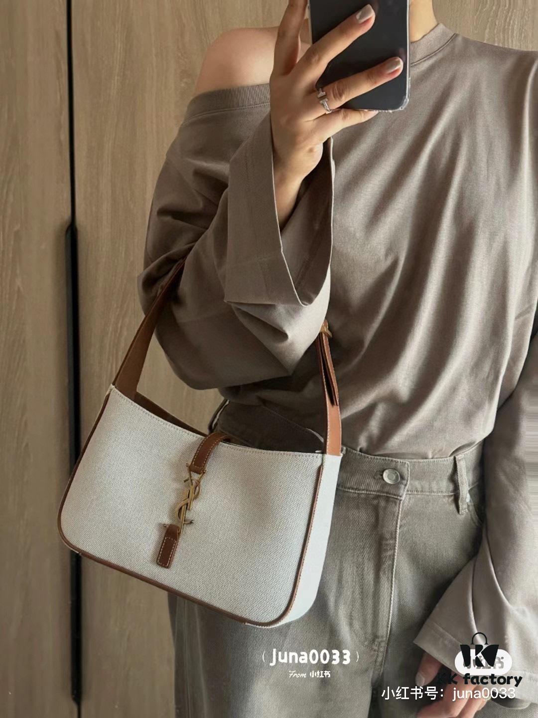 New YSL Saint Laurent Canvas Shoulder Bag with Box | First Canvas Edition Inspired by 70s Retro Design | Rive Gauche Style