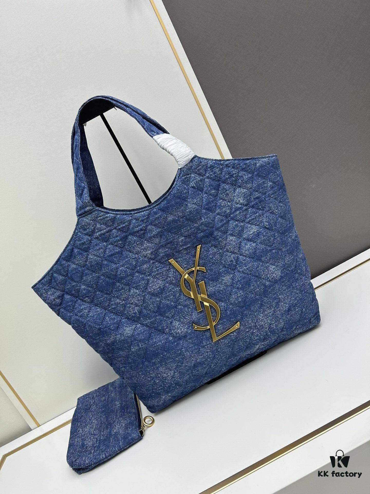 New Arrival YSL Shopping Bag is Amazing! Beautiful Blue Denim with Huge Capacity and Latest Trend