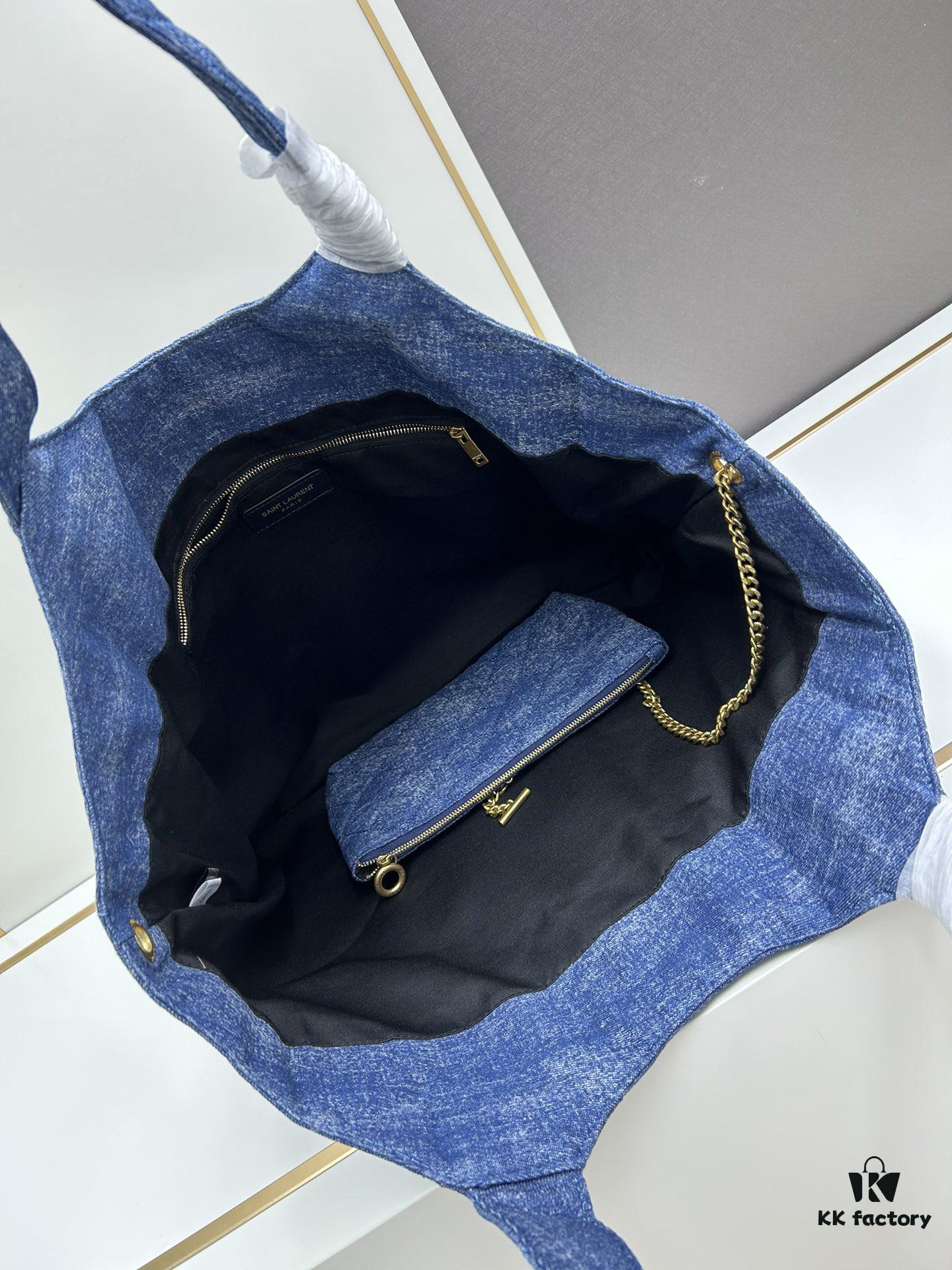 New Arrival YSL Shopping Bag is Amazing! Beautiful Blue Denim with Huge Capacity and Latest Trend