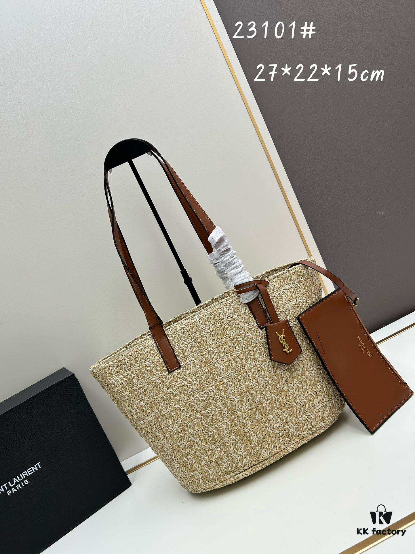 New YSL Straw Tote Shopping Bag