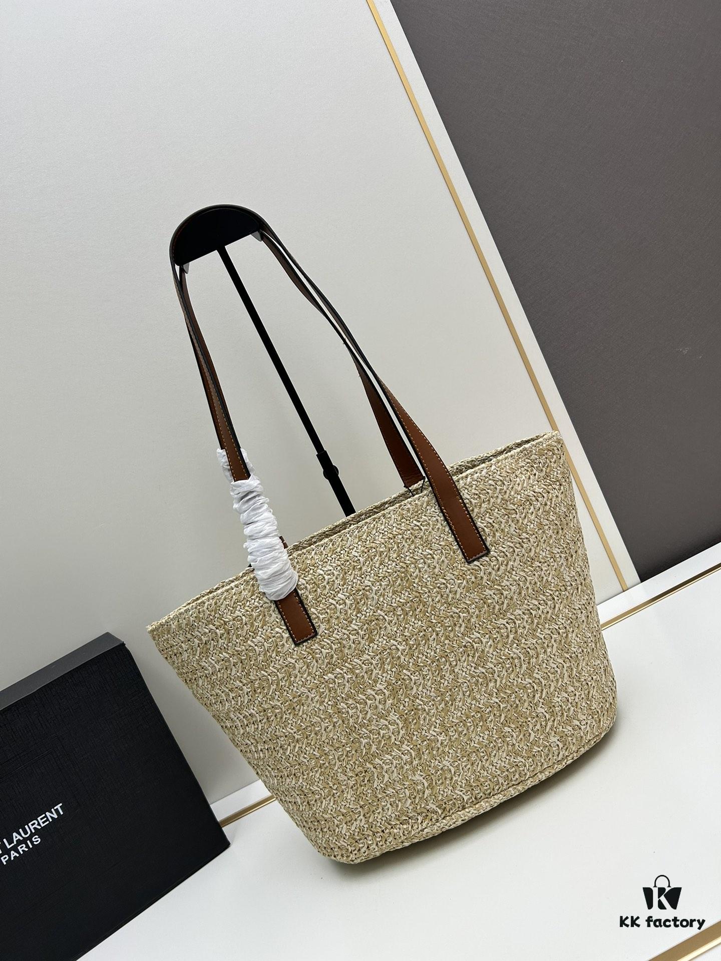 New YSL Straw Tote Shopping Bag